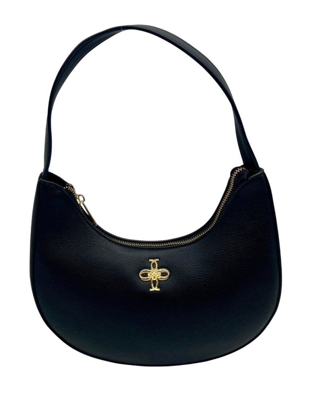 Like Dreams Black Vegan Leather Half Moon Shoulder Bag